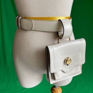 Chic white Tory Burch Belt Bag with Gold Accents